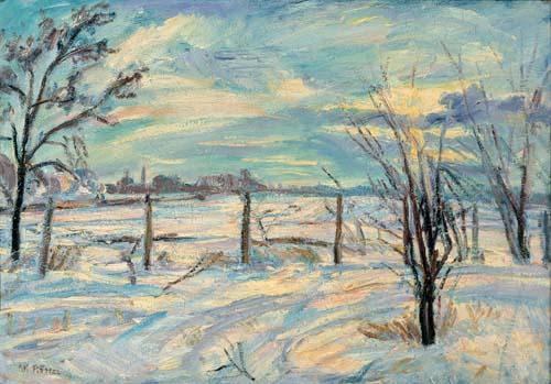 Waldemar Rosler Landscape in lights fields in the winter